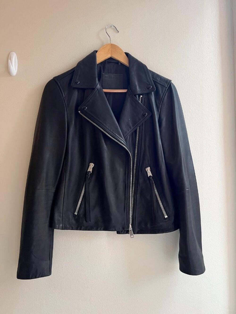 All Saints Dalby 100% Leather Jacket - black